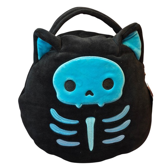 Squishmallows Other - Squishmallows Stump Skeleton Cat Halloween Candy bag  Black Blue Kellytoy NEW
